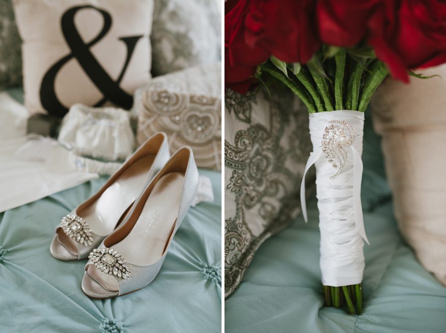 shoes and bouquet - wedding at Patrick Haley Mansion