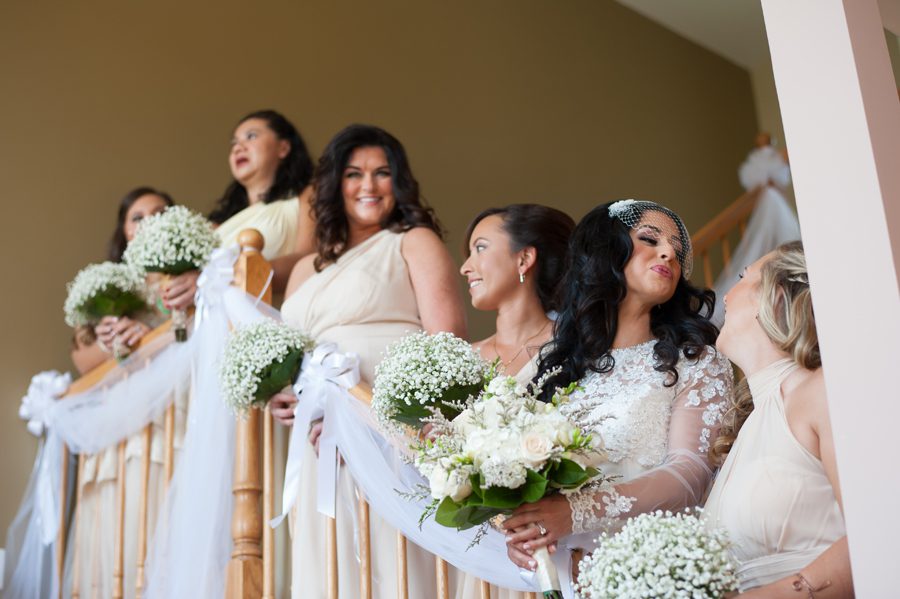 bride and bridesmaids before the ceremony {joliet wedding photographer}