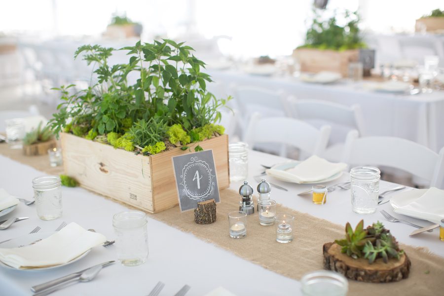 herbs as table centerpieces {heritage prairie farm wedding}