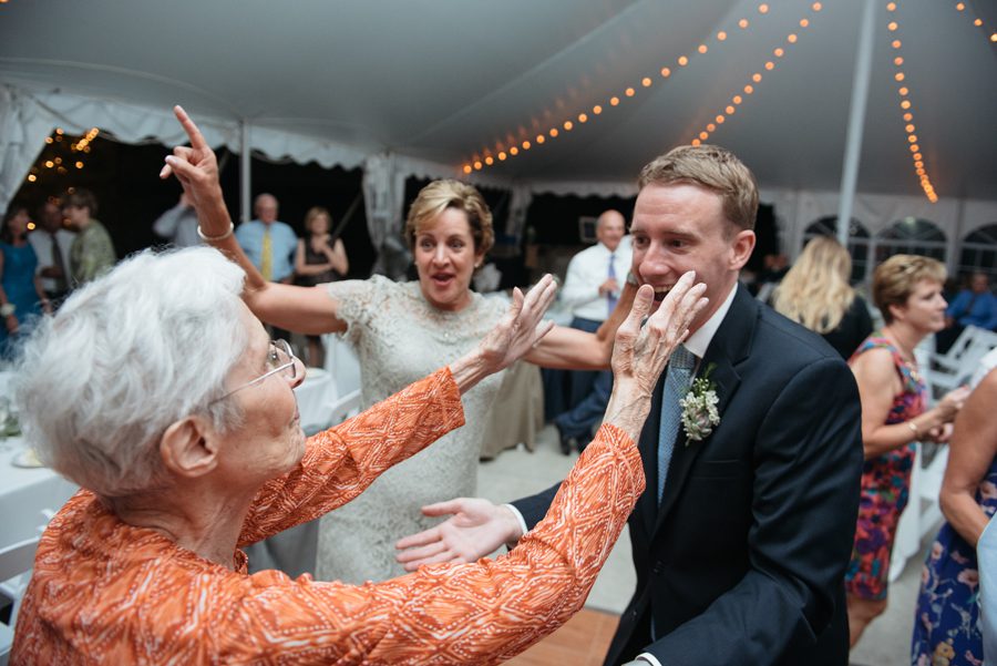 grandma is excited to see the groom at heritage prairie farm in elburn, Illinois