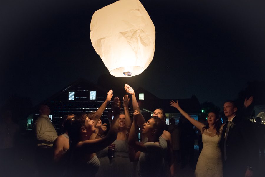 releasing a wish lantern at Heritage Prairie Farm {batavia wedding photographer}