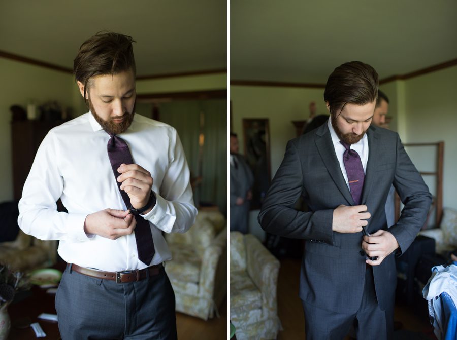 groom gets ready for the ceremony