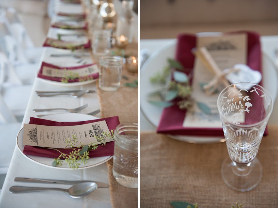 Table setting and menus - Heritage Prairie Farm Wedding