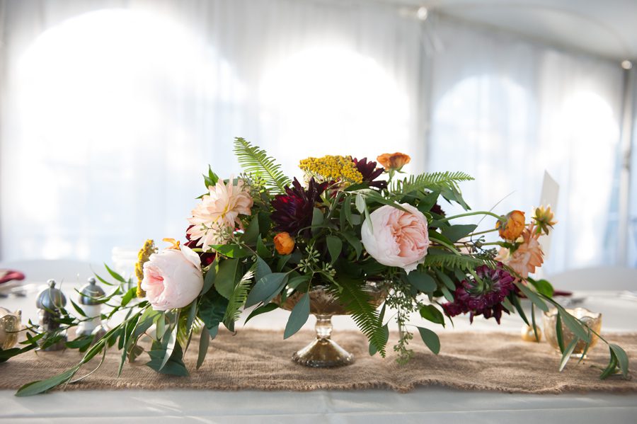 Heritage Prairie Farm wedding reception - floral arrangement