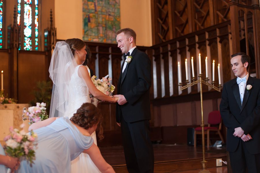 Groom sees the bride - Union Church of Hinsdale Wedding Photography