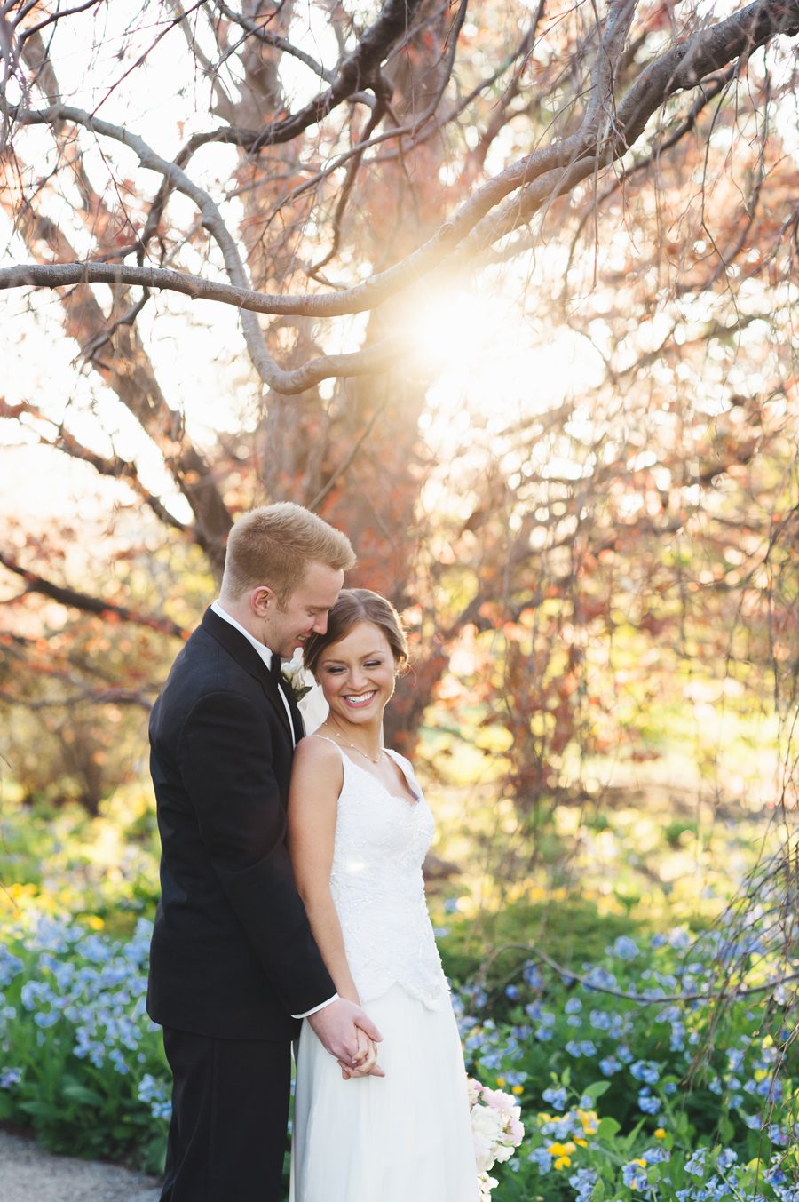 spring wedding with blue flowers - morton arboretum 
