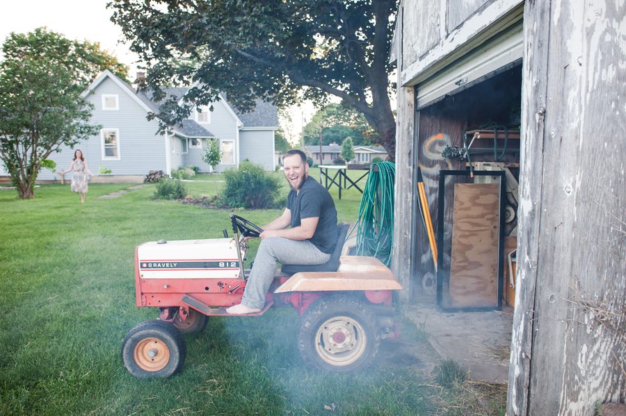 homestead in plano illinois photographer - on lawn tractor