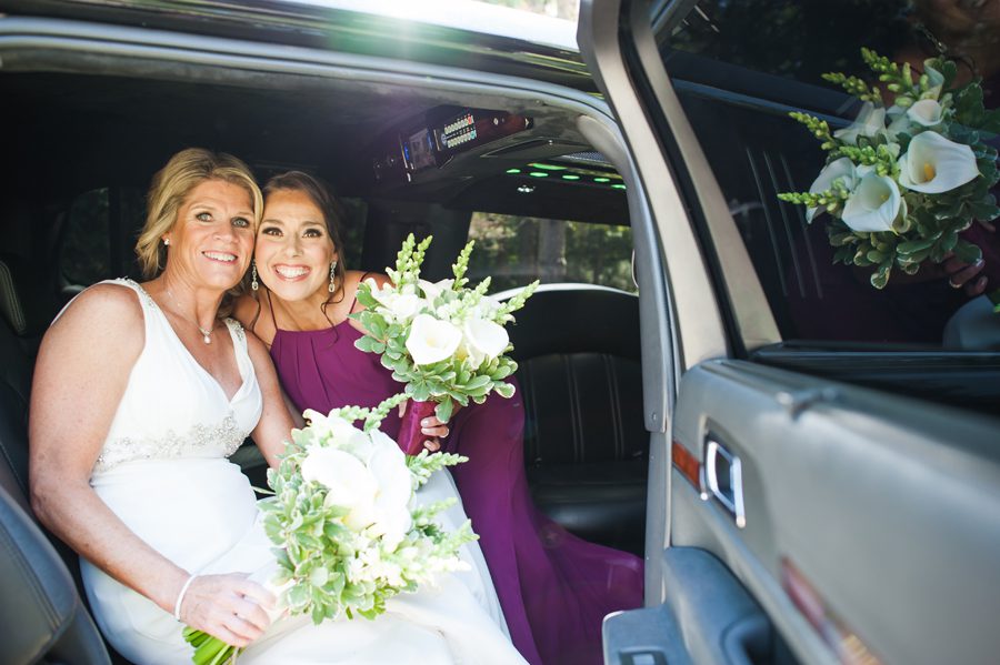 maid of honor with bride in the limo