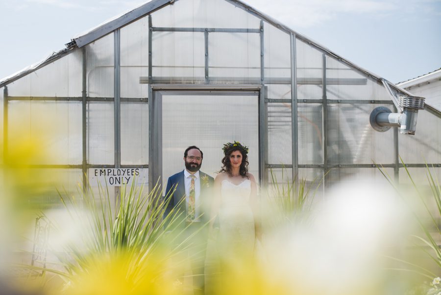 greenhouse at heritage prairie farm wedding in elburn, il