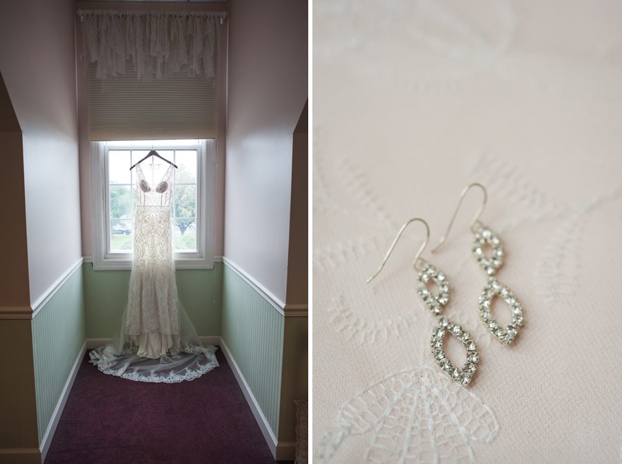 White Eagle Golf Club Wedding Photography – gown and earrings