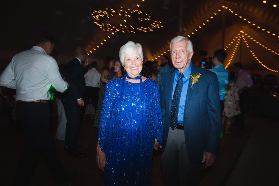 grandma in blue dress